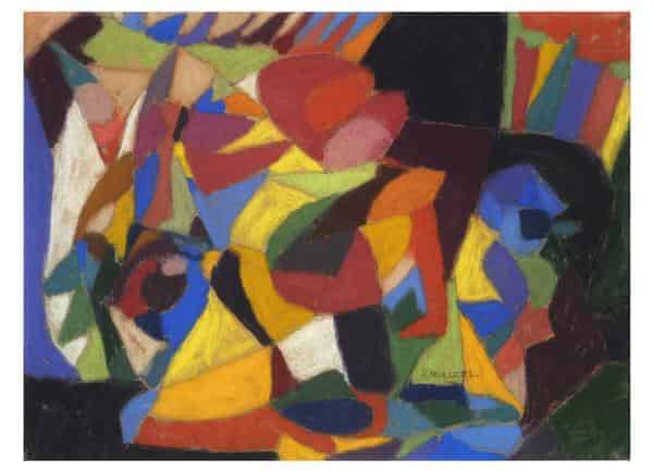 Ohne Titel, um 1925, Bleistift und Pastell auf Velours, 30,5 x 40 cm Adolf Hölzel-Stiftung, Stuttgart